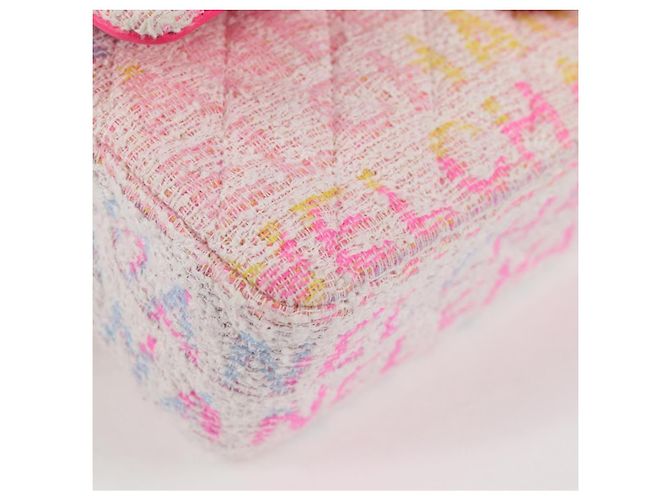 CHANEL Matelassé 25 Bolsa de Ombro com Corrente Tweed Rosa Dourado CC Auth MX484SM - vista 10