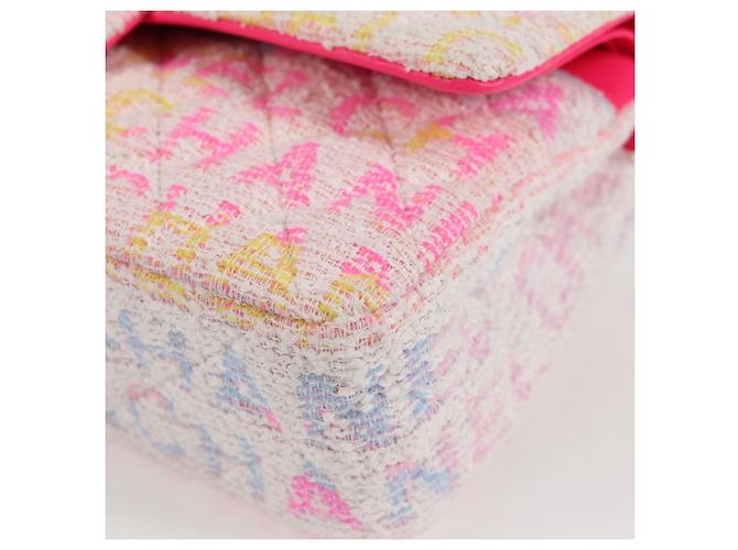 CHANEL Matelassé 25 Bolsa de Ombro com Corrente Tweed Rosa Dourado CC Auth MX484SM - vista 11