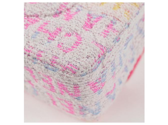 CHANEL Matelassé 25 Bolsa de Ombro com Corrente Tweed Rosa Dourado CC Auth MX484SM - vista 13