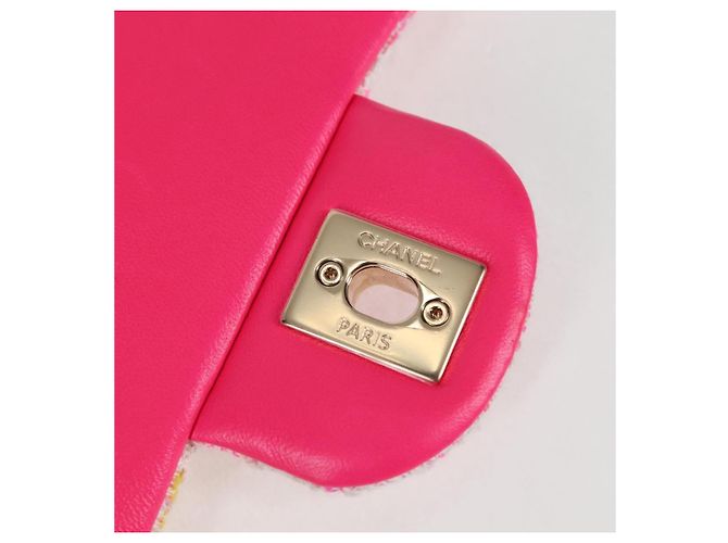 CHANEL Matelassé 25 Bolsa de Ombro com Corrente Tweed Rosa Dourado CC Auth MX484SM - vista 16