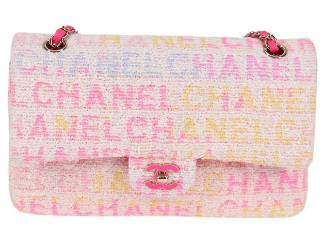 CHANEL Matelassé 25 Bolsa de Ombro com Corrente Tweed Rosa Dourado CC Auth MX484SM - vista 2