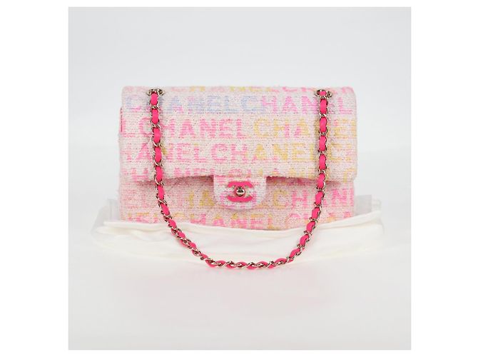 CHANEL Matelassé 25 Bolsa de Ombro com Corrente Tweed Rosa Dourado CC Auth MX484SM - vista 25