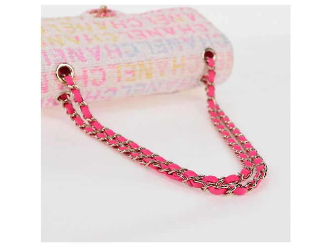CHANEL Matelassé 25 Bolsa de Ombro com Corrente Tweed Rosa Dourado CC Auth MX484SM - vista 7