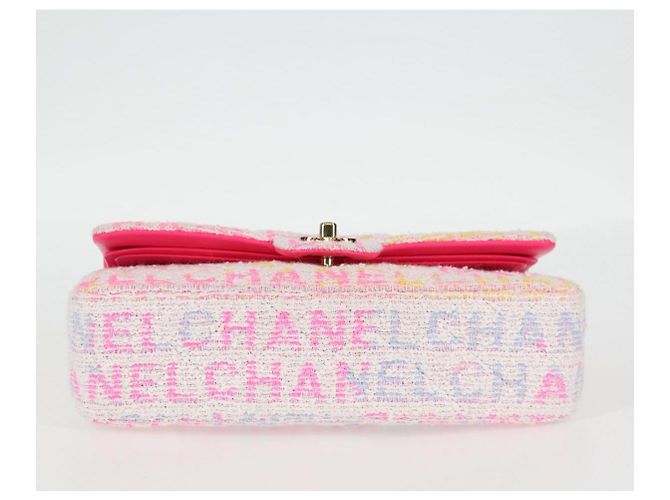 CHANEL Matelassé 25 Bolsa de Ombro com Corrente Tweed Rosa Dourado CC Auth MX484SM - vista 9