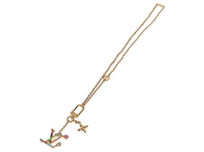 COLLANA SUPER PIATTA IN METALLO ORO LOUIS VUITTON LVxTM 2 M02499 LV Auth 127723SM - vista 2