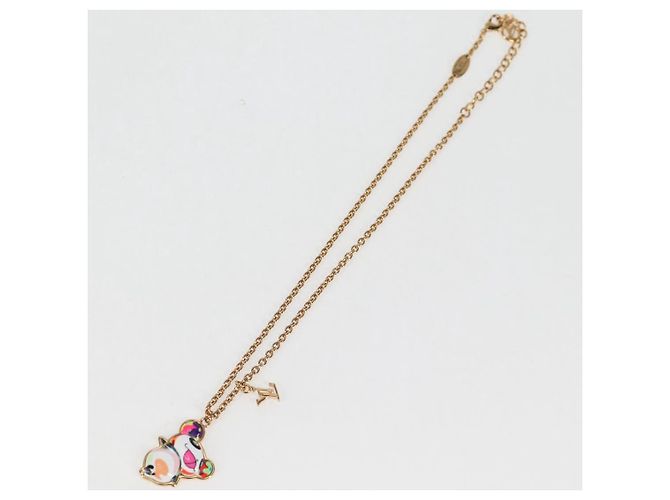 COLLANA SUPER PIATTA IN METALLO ORO LOUIS VUITTON LVxTM 2 M02499 LV Auth 127723SM - vista 9