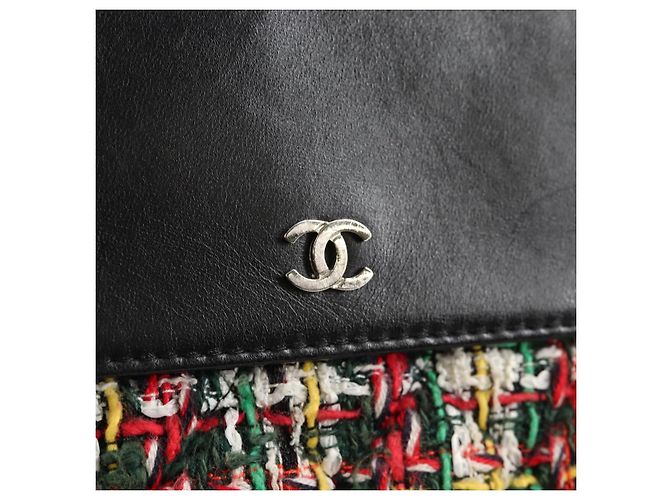 CHANEL Clutch in tweed Nero Argento CC Auth 127554SAM - vista 18