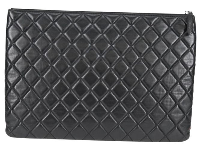 CHANEL Clutch in tweed Nero Argento CC Auth 127554SAM - vista 2