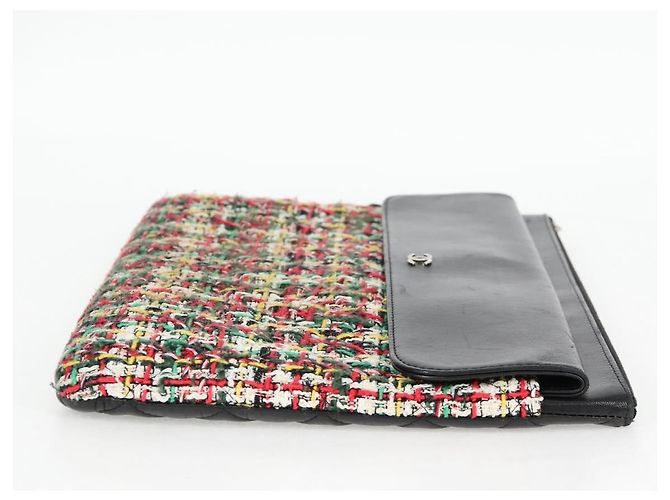 CHANEL Clutch in tweed Nero Argento CC Auth 127554SAM - vista 4