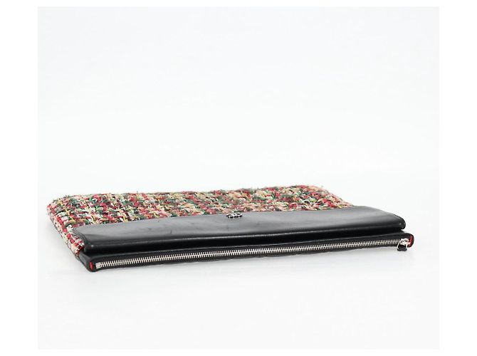 CHANEL Clutch in tweed Nero Argento CC Auth 127554SAM - vista 5