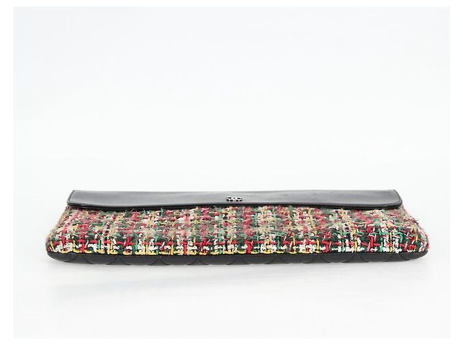 CHANEL Clutch in tweed Nero Argento CC Auth 127554SAM - vista 6