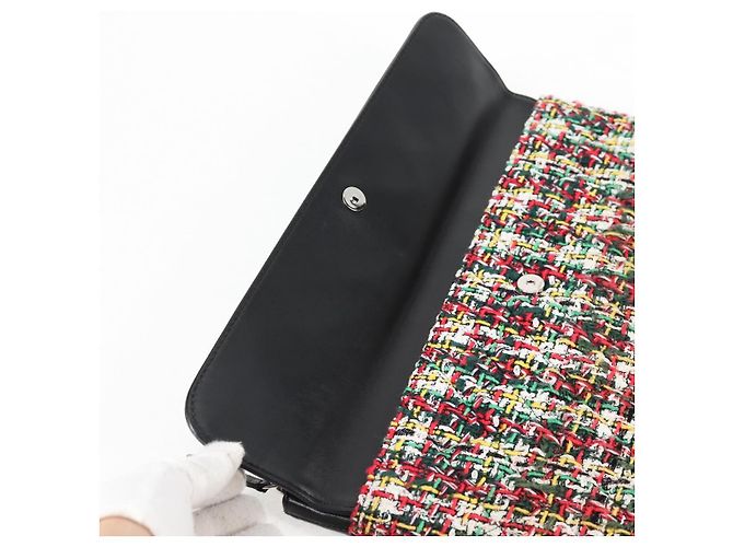 CHANEL Clutch in tweed Nero Argento CC Auth 127554SAM - vista 8