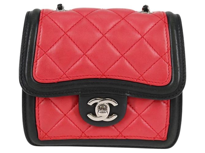 CHANEL Borsa a Spalla Matelassé in Pelle di Agnello Rossa Argento CC Auth 127167SAM Rosso - vista 13
