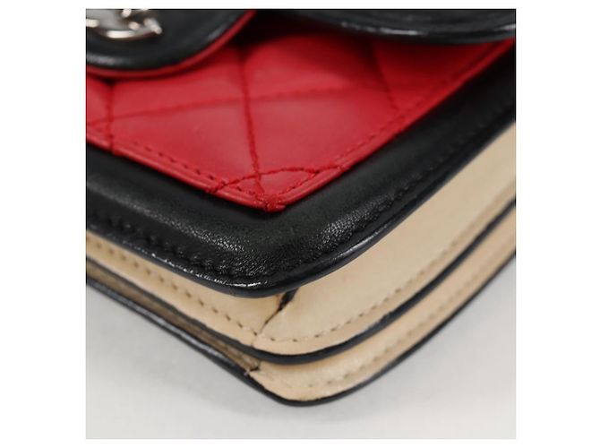 CHANEL Borsa a Spalla Matelassé in Pelle di Agnello Rossa Argento CC Auth 127167SAM Rosso - vista 15