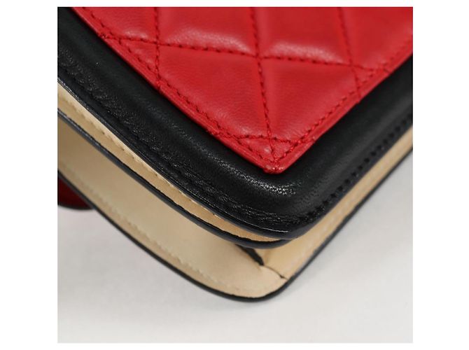 CHANEL Borsa a Spalla Matelassé in Pelle di Agnello Rossa Argento CC Auth 127167SAM Rosso - vista 16