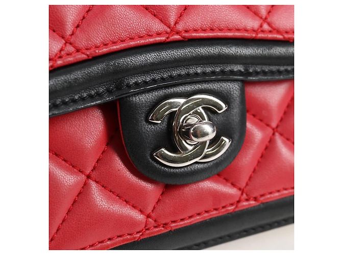 CHANEL Borsa a Spalla Matelassé in Pelle di Agnello Rossa Argento CC Auth 127167SAM Rosso - vista 18