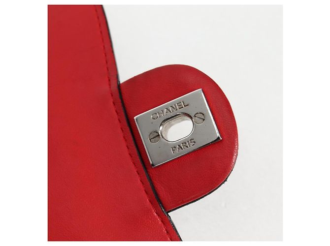 CHANEL Borsa a Spalla Matelassé in Pelle di Agnello Rossa Argento CC Auth 127167SAM Rosso - vista 19