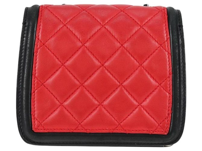 CHANEL Borsa a Spalla Matelassé in Pelle di Agnello Rossa Argento CC Auth 127167SAM Rosso - vista 2