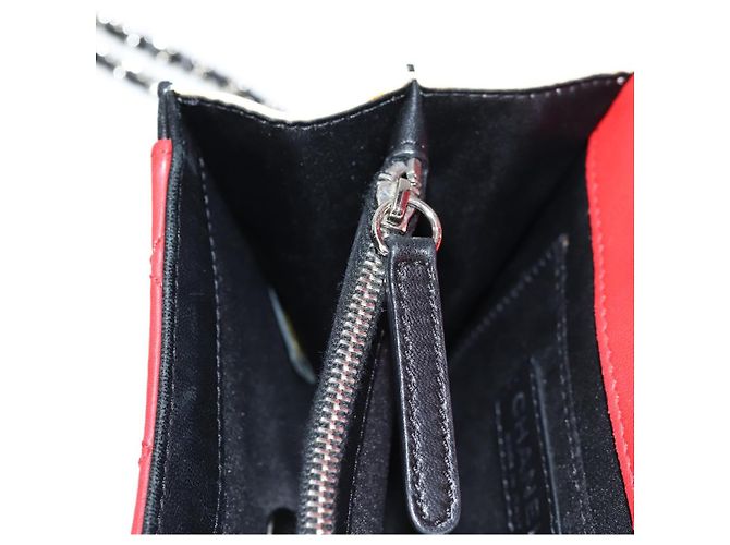 CHANEL Borsa a Spalla Matelassé in Pelle di Agnello Rossa Argento CC Auth 127167SAM Rosso - vista 22