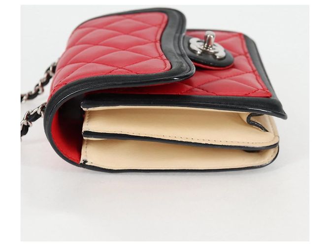 CHANEL Borsa a Spalla Matelassé in Pelle di Agnello Rossa Argento CC Auth 127167SAM Rosso - vista 3