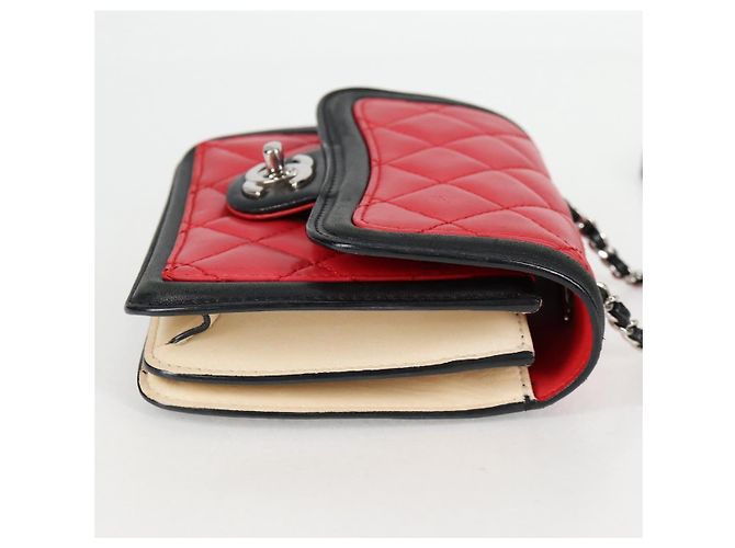 CHANEL Borsa a Spalla Matelassé in Pelle di Agnello Rossa Argento CC Auth 127167SAM Rosso - vista 4