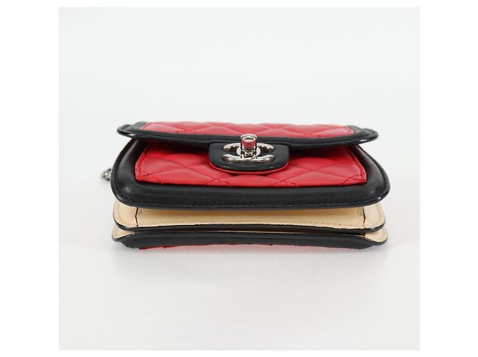 CHANEL Borsa a Spalla Matelassé in Pelle di Agnello Rossa Argento CC Auth 127167SAM Rosso - vista 5