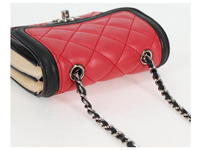 CHANEL Borsa a Spalla Matelassé in Pelle di Agnello Rossa Argento CC Auth 127167SAM Rosso - vista 6
