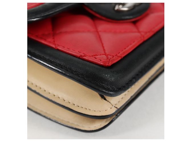CHANEL Borsa a Spalla Matelassé in Pelle di Agnello Rossa Argento CC Auth 127167SAM Rosso - vista 8