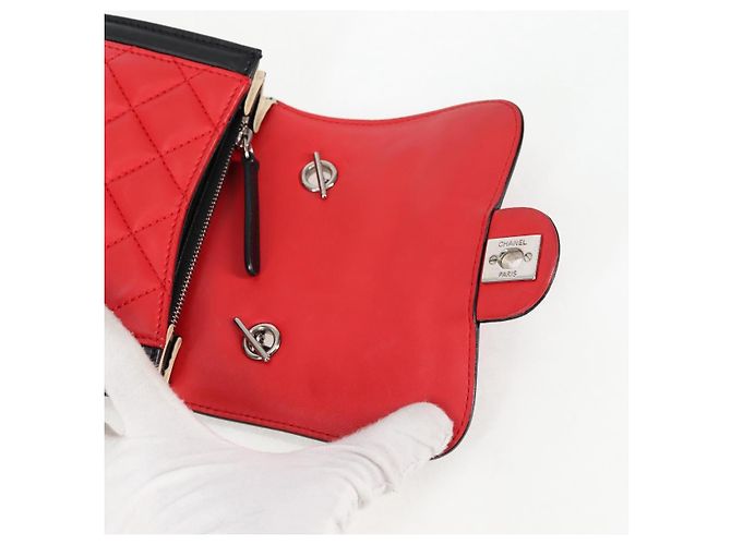 CHANEL Borsa a Spalla Matelassé in Pelle di Agnello Rossa Argento CC Auth 127167SAM Rosso - vista 9
