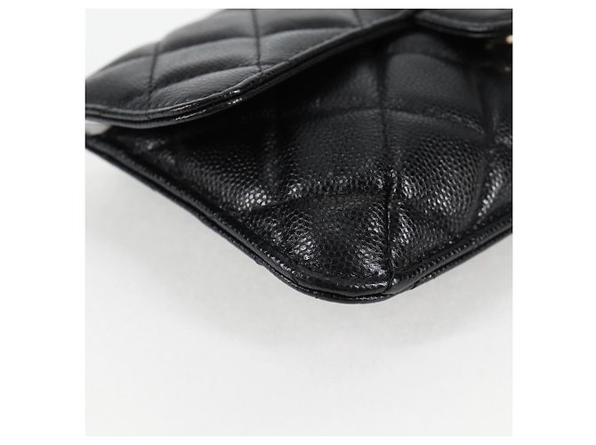 CHANEL Borsa a Spalla Matelassé in Pelle Caviar Nera CC Auth 127322SAM Nero - vista 14