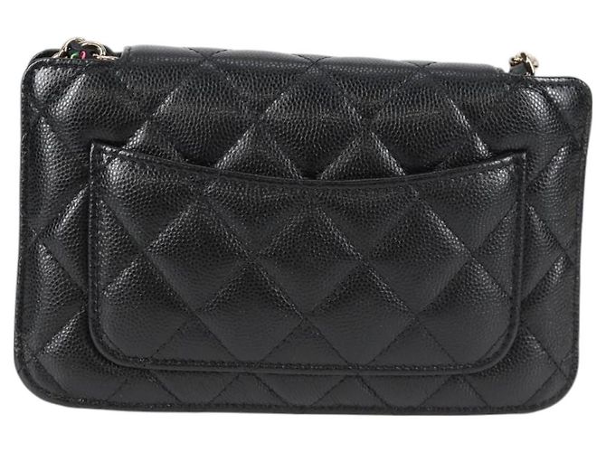 CHANEL Borsa a Spalla Matelassé in Pelle Caviar Nera CC Auth 127322SAM Nero - vista 2