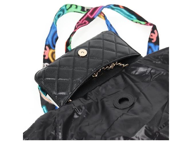 CHANEL Borsa a Spalla Matelassé in Pelle Caviar Nera CC Auth 127322SAM Nero - vista 20