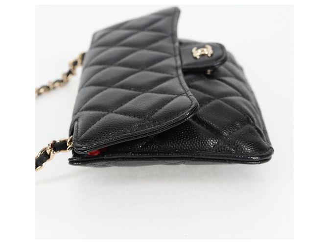 CHANEL Borsa a Spalla Matelassé in Pelle Caviar Nera CC Auth 127322SAM Nero - vista 3