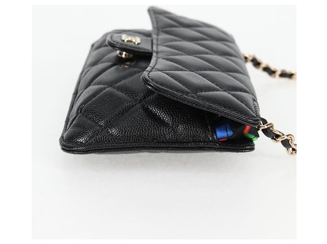 CHANEL Borsa a Spalla Matelassé in Pelle Caviar Nera CC Auth 127322SAM Nero - vista 4