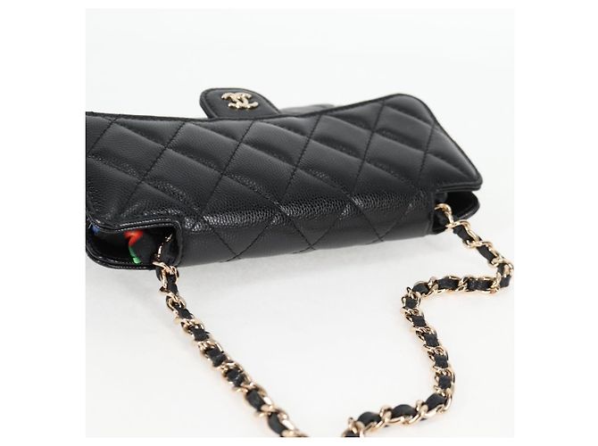 CHANEL Borsa a Spalla Matelassé in Pelle Caviar Nera CC Auth 127322SAM Nero - vista 6