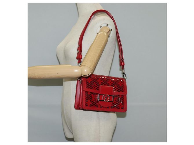 LOUIS VUITTON Mini Borsa a Spalla Dauphine in Pizzo Monogramma Rossa M20359 Auth 127494SM Rosso - vista 23