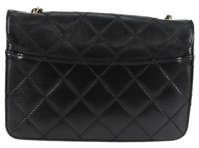 CHANEL Matelassierte Schultertasche aus Lammleder Schwarz Gold CC Auth 127542SAM Golden - Ansicht 2