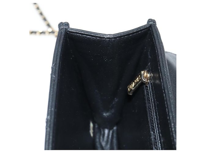 CHANEL Matelassierte Schultertasche aus Lammleder Schwarz Gold CC Auth 127542SAM Golden - Ansicht 20