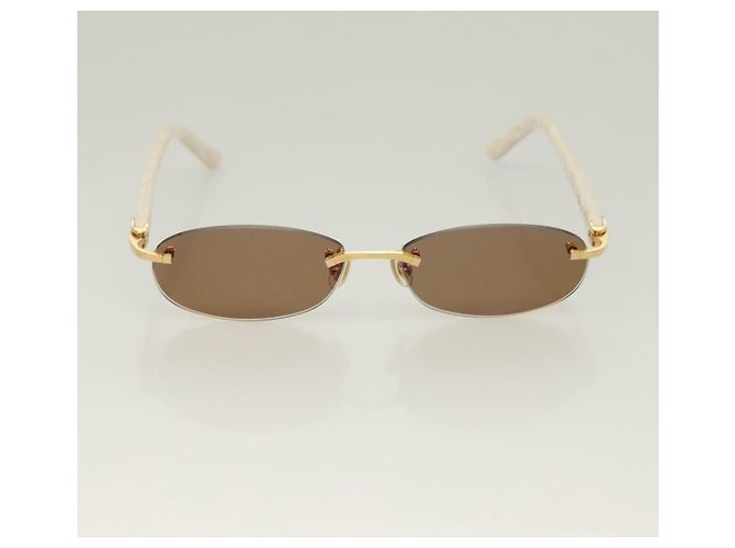 Gafas de sol CARTIER de plástico marrón Auth bs24633SAV Castaño - vista 2