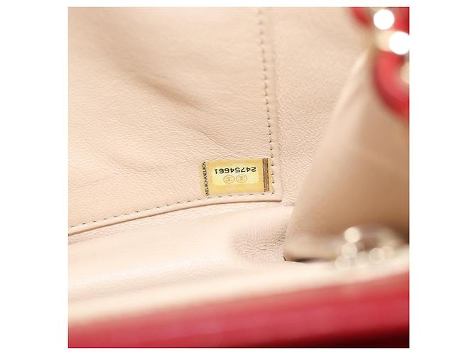 CHANEL Borsa a Spalla in Pelle di Agnello con Catena V Stitch Rossa Oro CC Auth 126605SM - vista 11