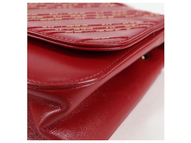 CHANEL Borsa a Spalla in Pelle di Agnello con Catena V Stitch Rossa Oro CC Auth 126605SM - vista 16