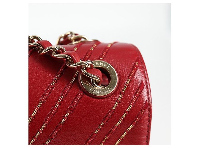 CHANEL Borsa a Spalla in Pelle di Agnello con Catena V Stitch Rossa Oro CC Auth 126605SM - vista 19