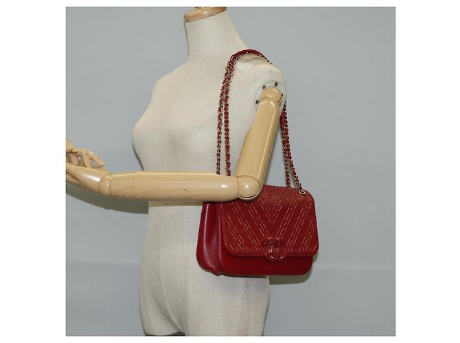 CHANEL Borsa a Spalla in Pelle di Agnello con Catena V Stitch Rossa Oro CC Auth 126605SM - vista 26