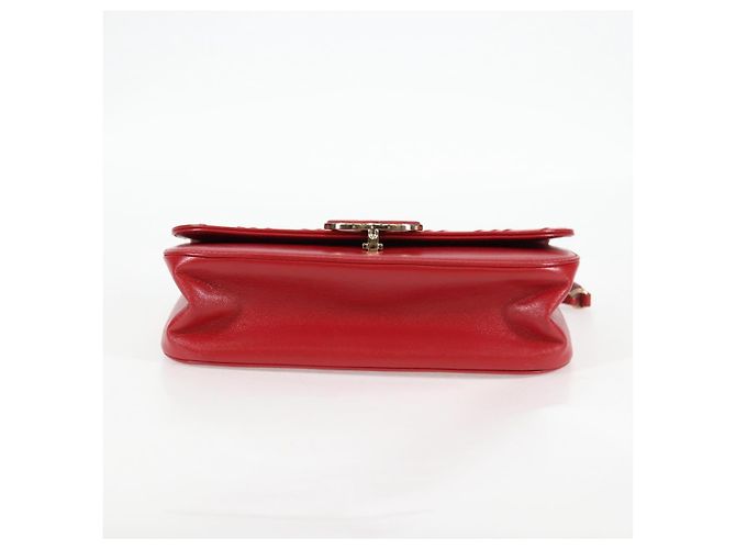 CHANEL Borsa a Spalla in Pelle di Agnello con Catena V Stitch Rossa Oro CC Auth 126605SM - vista 5