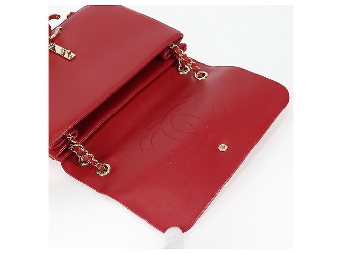 CHANEL Borsa a Spalla in Pelle di Agnello con Catena V Stitch Rossa Oro CC Auth 126605SM - vista 9
