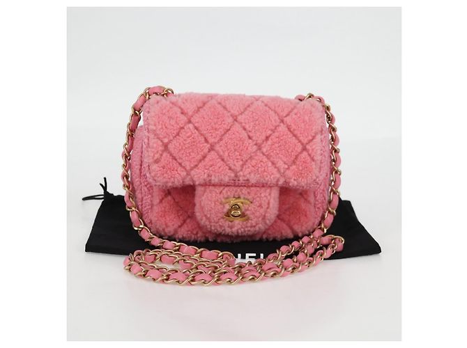 CHANEL Borsa a Spalla Matelassé Catena Lana Rosa Oro CC Auth 128240SM D'oro - vista 12