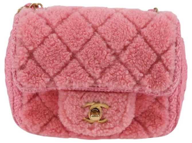 CHANEL Borsa a Spalla Matelassé Catena Lana Rosa Oro CC Auth 128240SM D'oro - vista 13