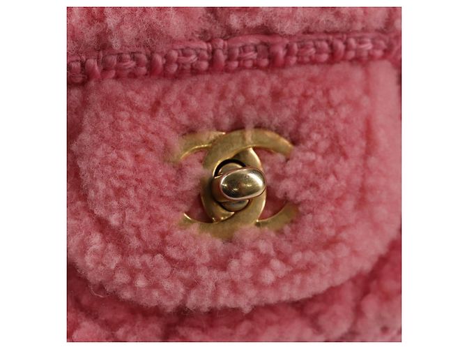 CHANEL Borsa a Spalla Matelassé Catena Lana Rosa Oro CC Auth 128240SM D'oro - vista 19