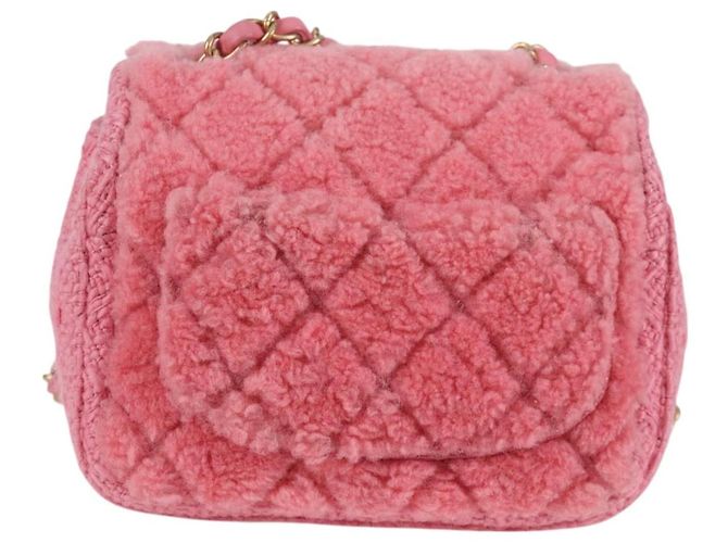 CHANEL Borsa a Spalla Matelassé Catena Lana Rosa Oro CC Auth 128240SM D'oro - vista 2
