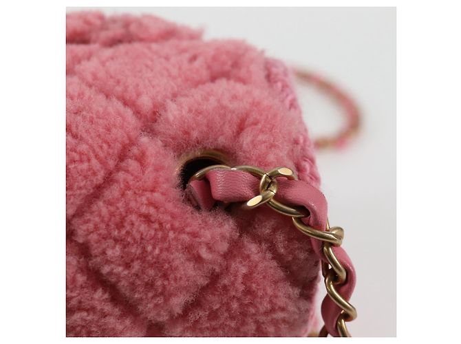 CHANEL Borsa a Spalla Matelassé Catena Lana Rosa Oro CC Auth 128240SM D'oro - vista 20